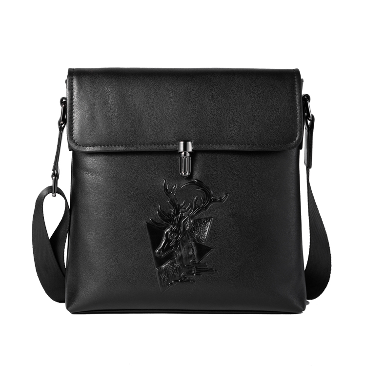 头层牛皮百搭时尚休闲真皮单肩斜跨包复古挎包男款男士皮包流光风