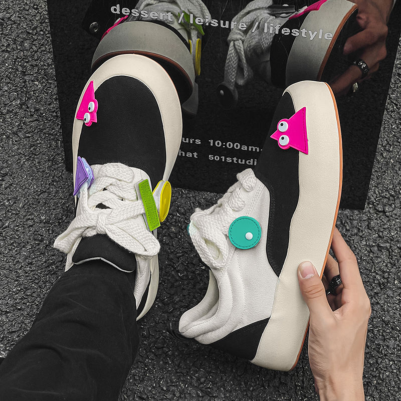 回力瑞2024夏季新款情侣板鞋明星同款面包帆布休闲潮鞋初中学生小