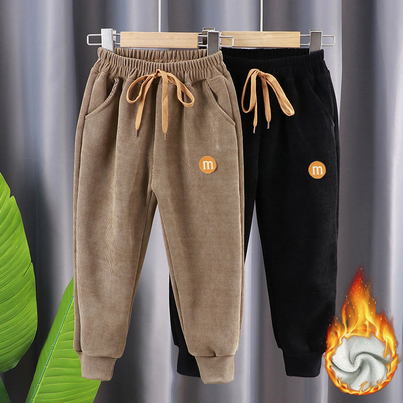 2023新款儿童裤子加绒冬季男童女童休闲裤春秋中大童外穿洋气长裤