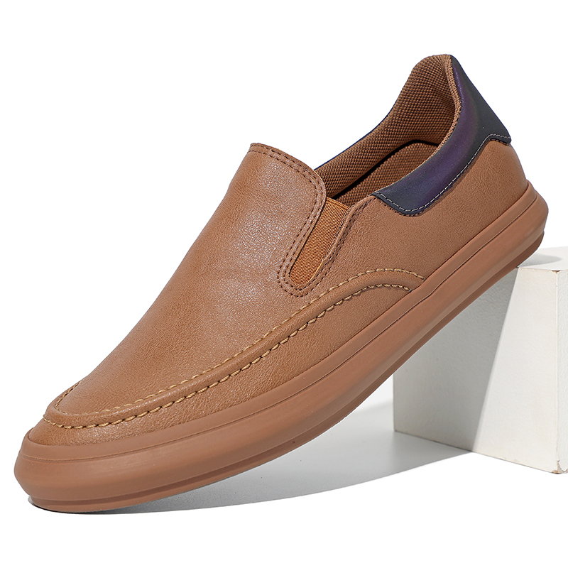 秋冬新品男鞋软底舒适休闲皮鞋一脚蹬懒人鞋轻便驾车板鞋22438