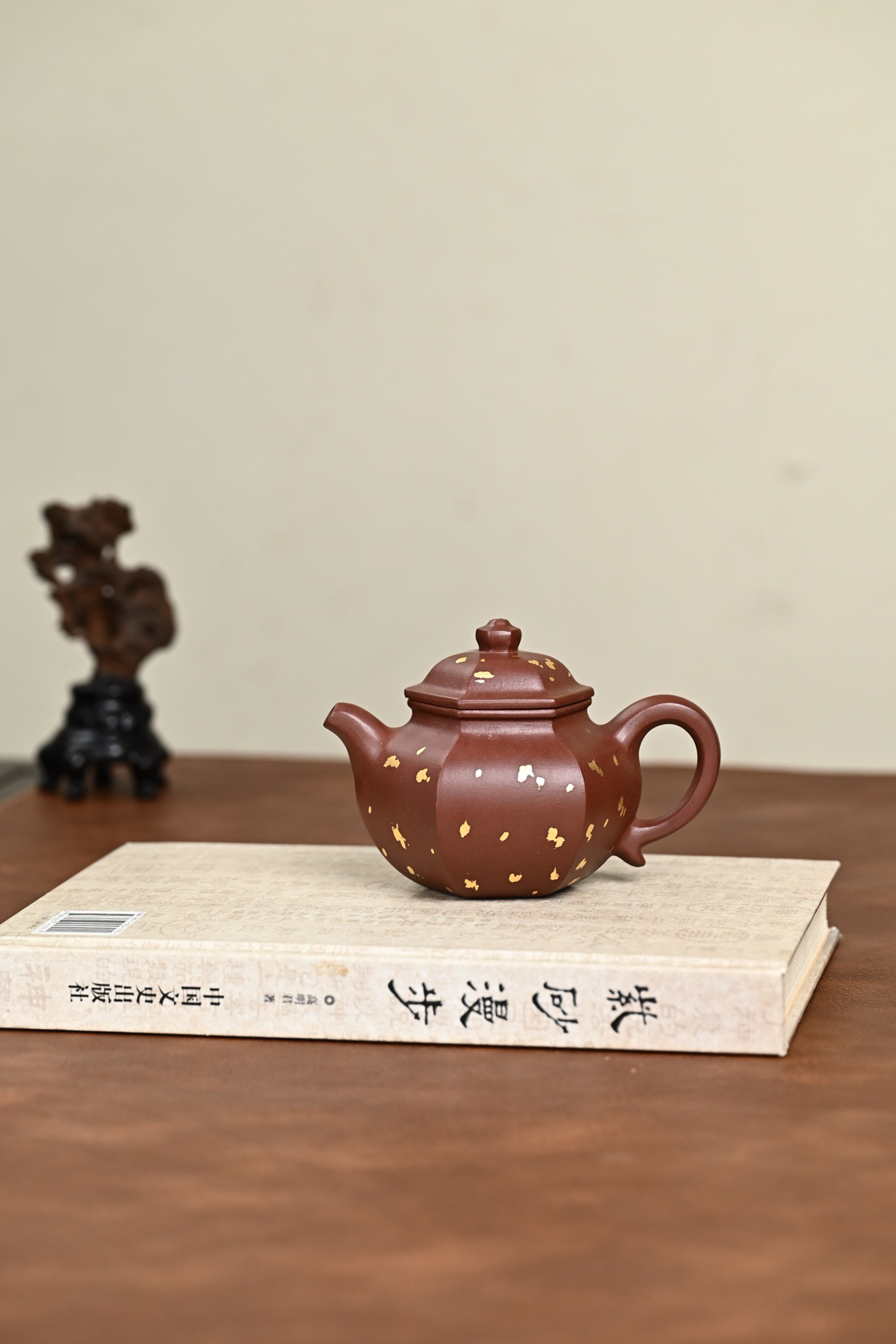 宜兴紫砂壶 六方莲子壶 紫泥 220毫升