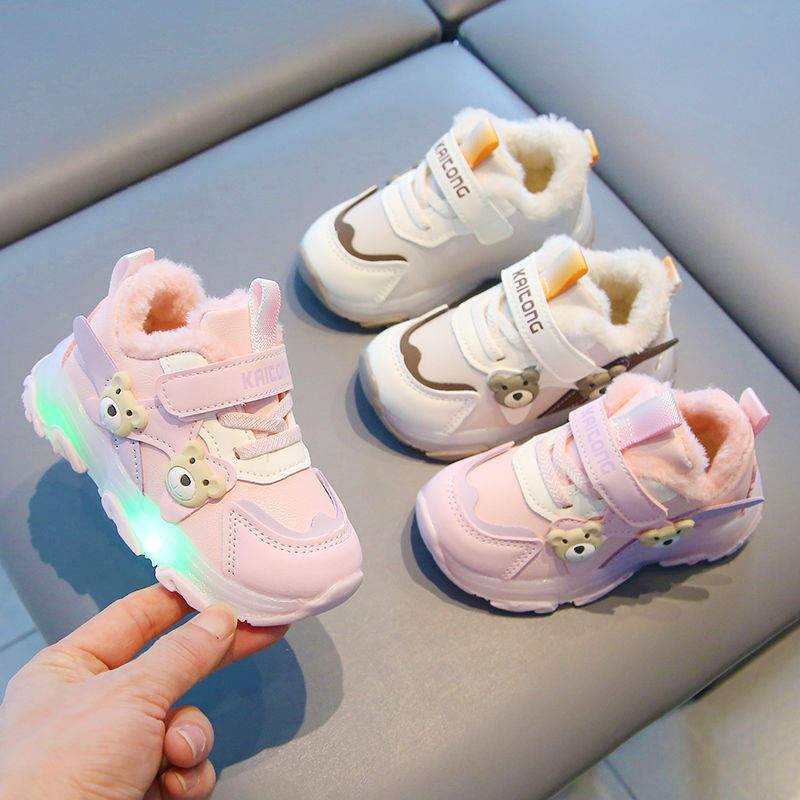 男童秋冬季加绒加厚棉鞋女宝宝二棉软底小童保暖学步运动鞋