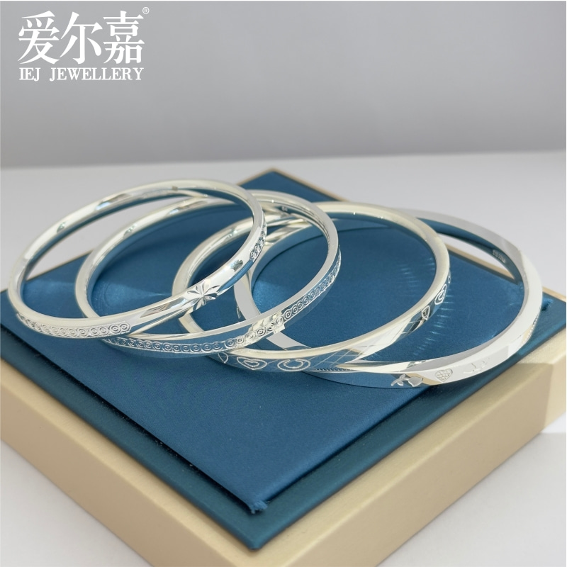 足银手镯 简约窄款筷子泥鳅背镯女款简约时尚百搭纯银镯子送女友