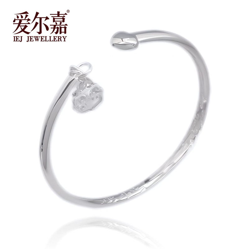 足银手镯 足银9999亮面祥云桃心镯子气质百搭女款简约送女友礼物