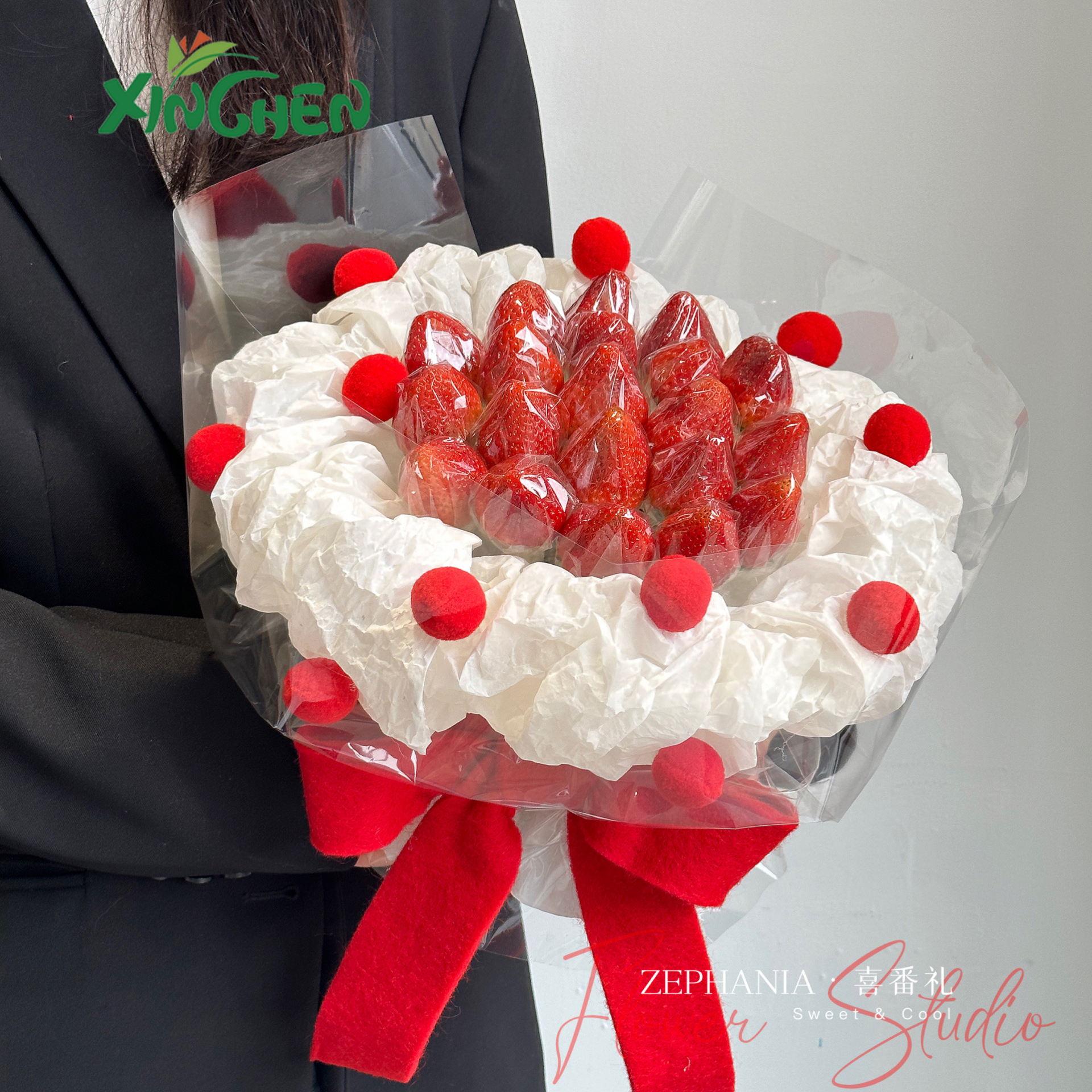 羊毛条装饰品 云朵毛球花束 欣辰包装材料成都喜番礼花艺设计