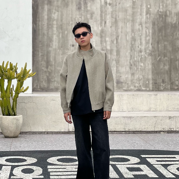 磨毛外套男士2024冬新款保暖防风休闲立领夹克百搭设计师韩版简约