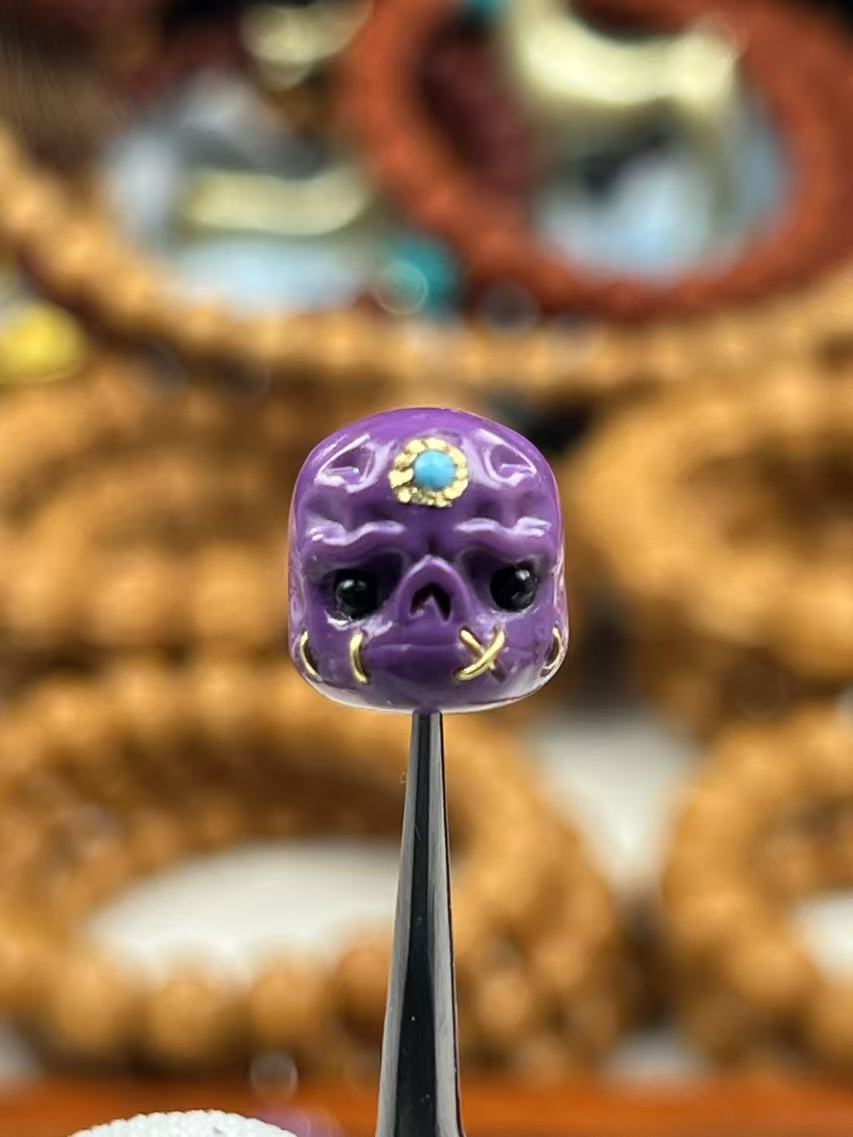 猴头雕刻配饰雕刻单籽镶嵌顶珠猴头手串