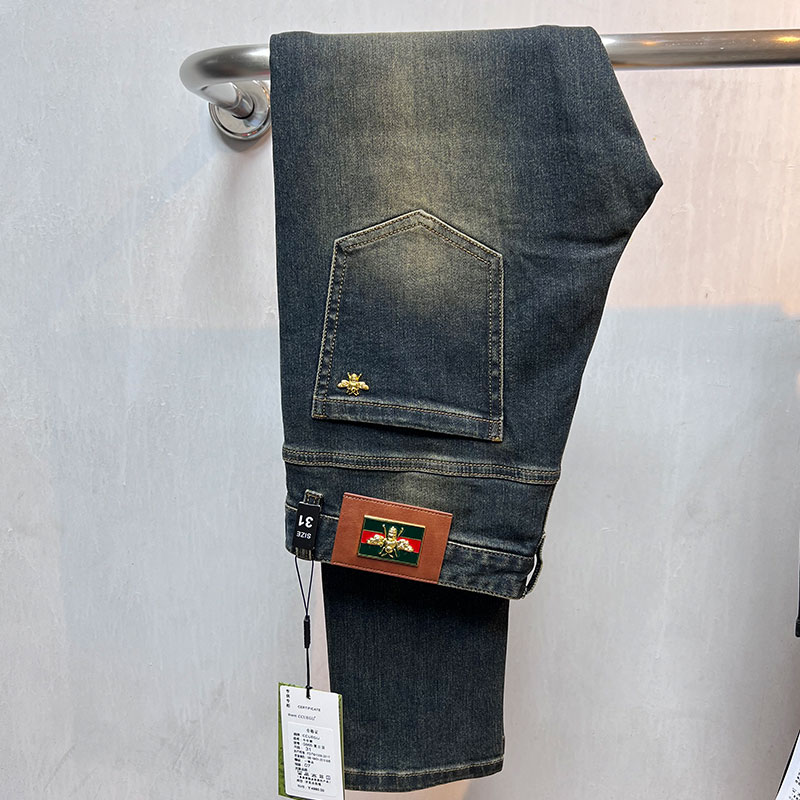 男士秋冬高品质重工百搭水洗复古欧版弹力修身牛仔裤G868