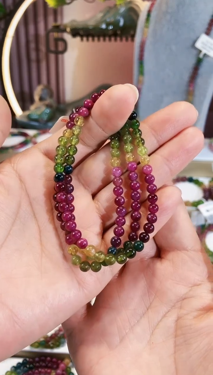 【闪购商品】碧玺手链未镶嵌G2082三圈多样性发1