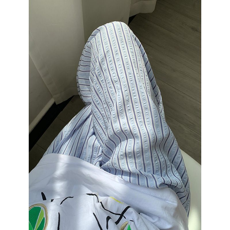 遛弯裤高级感简约休闲条纹睡裤女夏款高腰宽松阔腿长裤子大码外穿