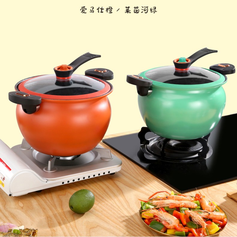 【粉丝福利】三叔三婶胖呼呼汤锅麦饭石双耳不粘锅微压汤锅厨房耐用