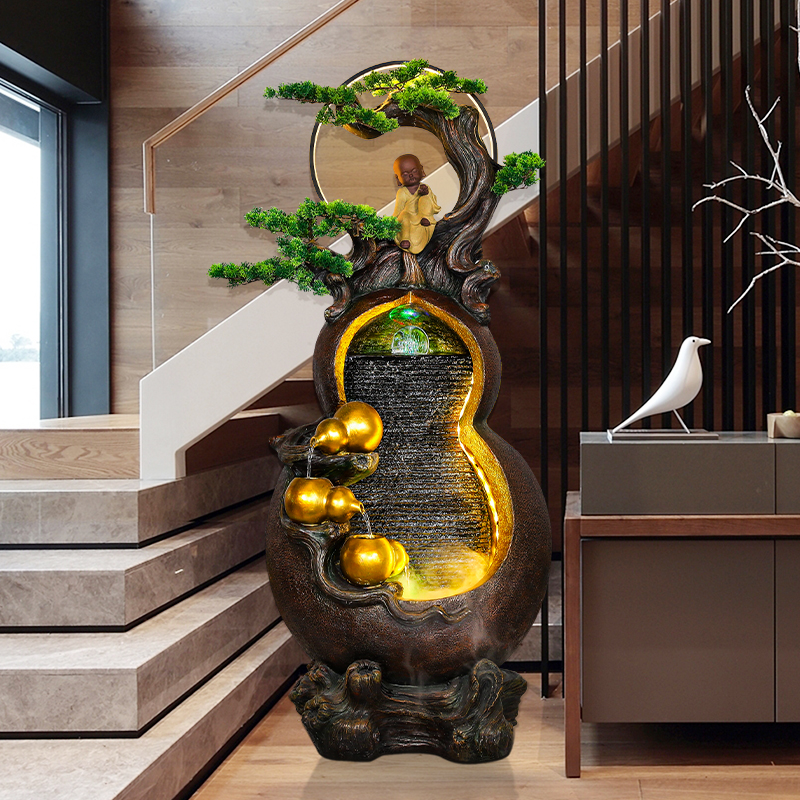 葫芦循环流水五福临门客厅阳台办公室乔迁新居开业送礼落地大摆件