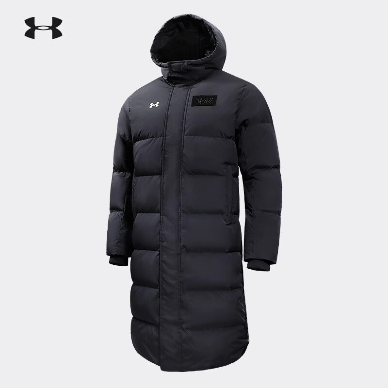 安德玛羽绒服男暖感毛绒长款加厚过膝外套防风户外保暖连帽大衣ZB