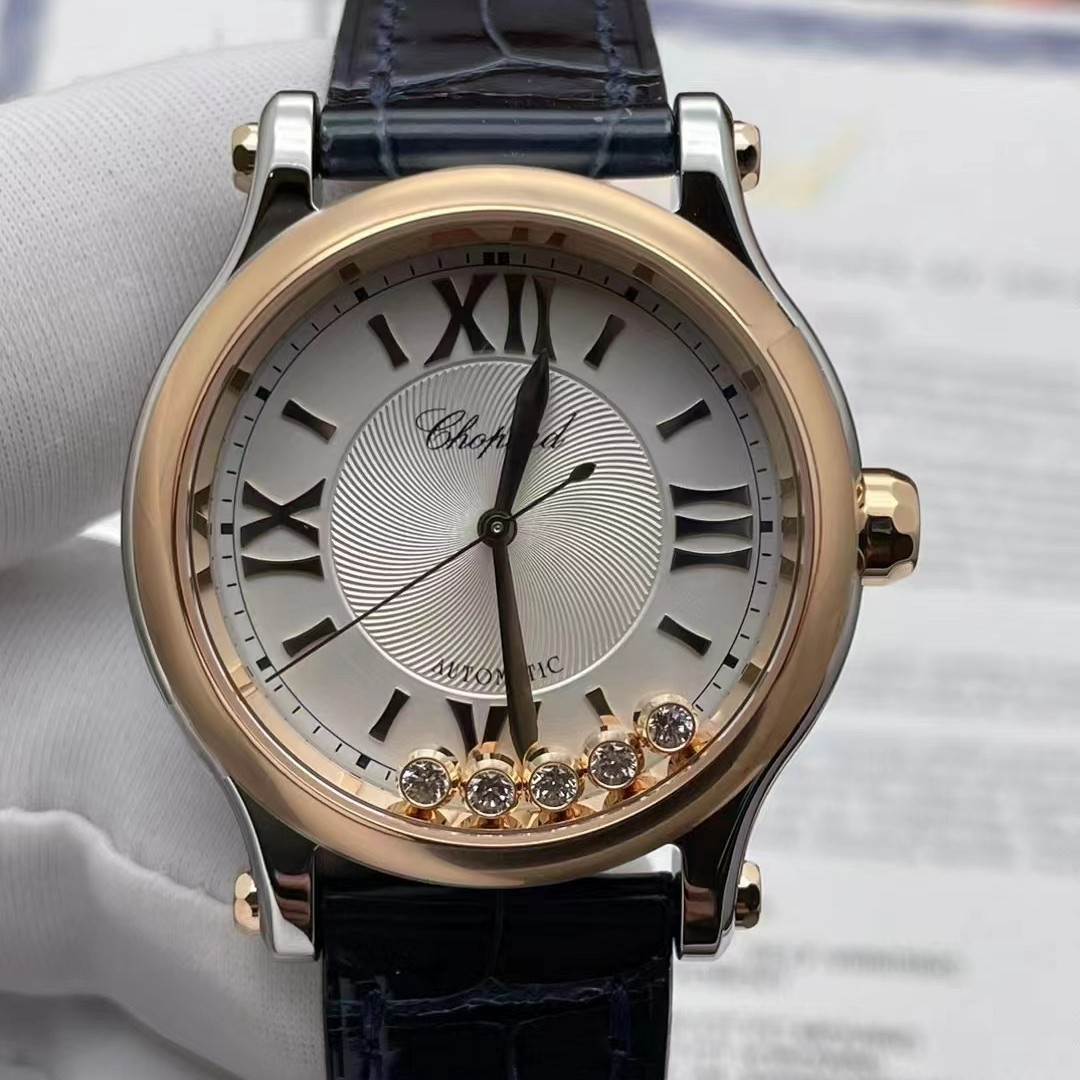 全新未使用 Chopard/萧邦 杜师傅/自动机械女/快乐五钻/玫瑰金