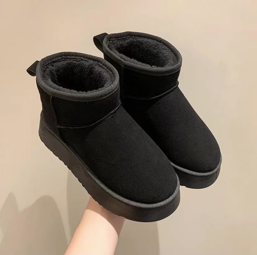 2023新款秋冬季加绒加厚面包鞋毛毛棉鞋女厚底增高防滑外穿雪地靴