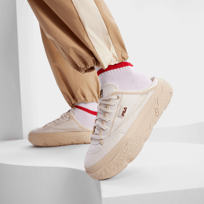 FILA/斐乐女鞋岩石半拖帆布板鞋透气薄荷曼波增高F12W432307F