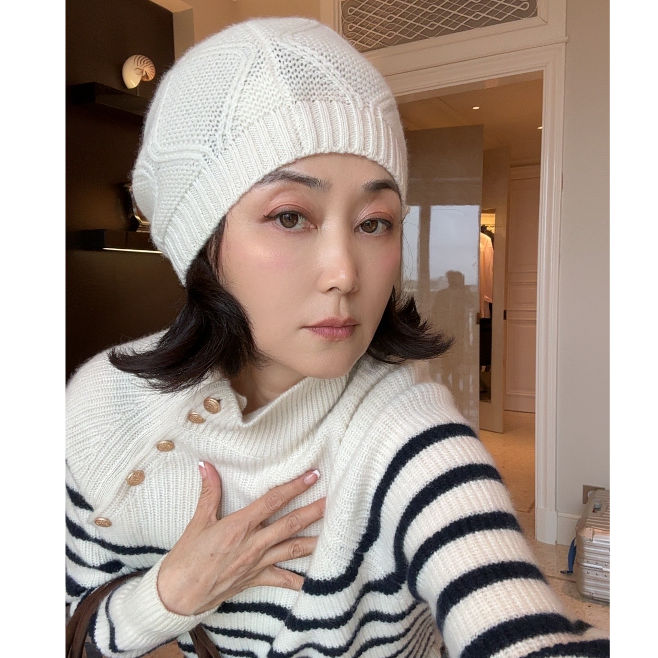 【维姐精选】MQ 70绵羊毛30羊绒 狐狸毛球帽子