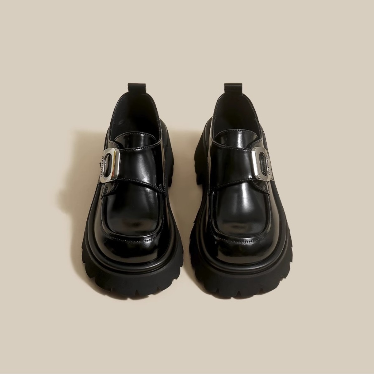 达芙妮牌2023新款百搭乐福鞋新品法式厚底圆头魔术贴设计一脚蹬单