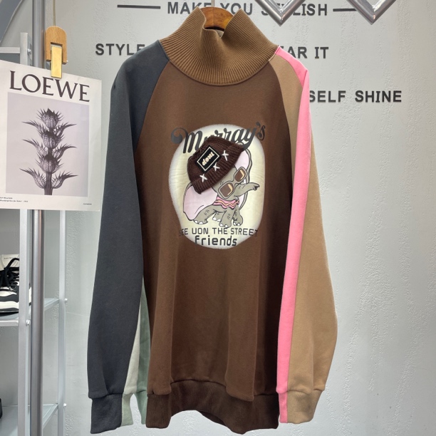 君家撞色大象设计立领卫衣