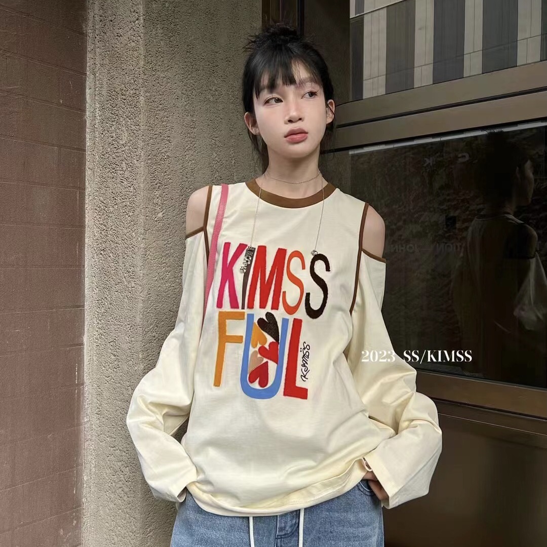 君家小众设计露肩短袖