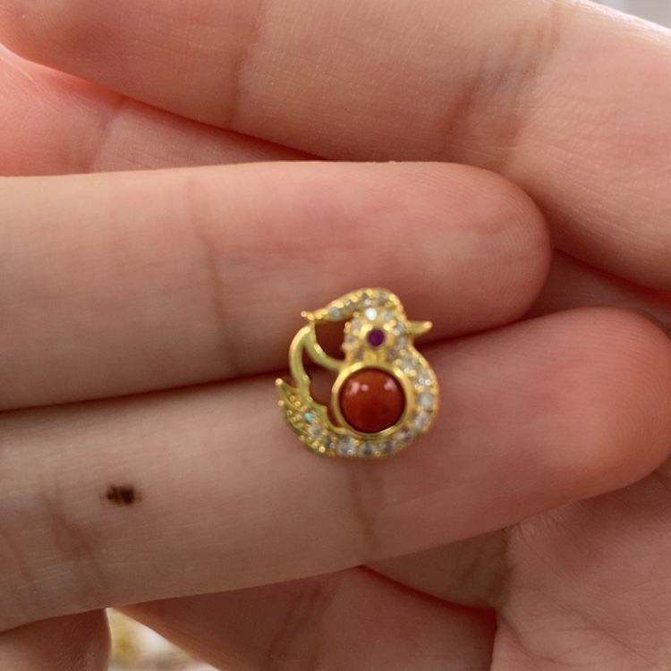 【闪购商品】玛瑙/玉髓耳钉银S925镀金镶嵌