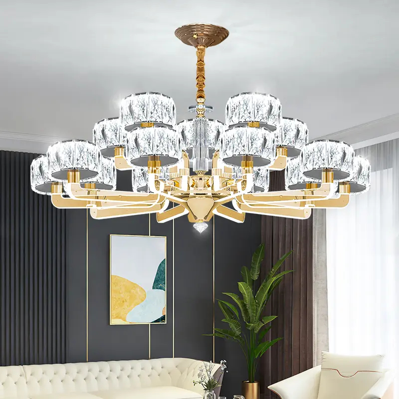 2024新款客厅吊灯现代轻奢大气家用灯臂发光水晶吊灯大厅防尘灯具