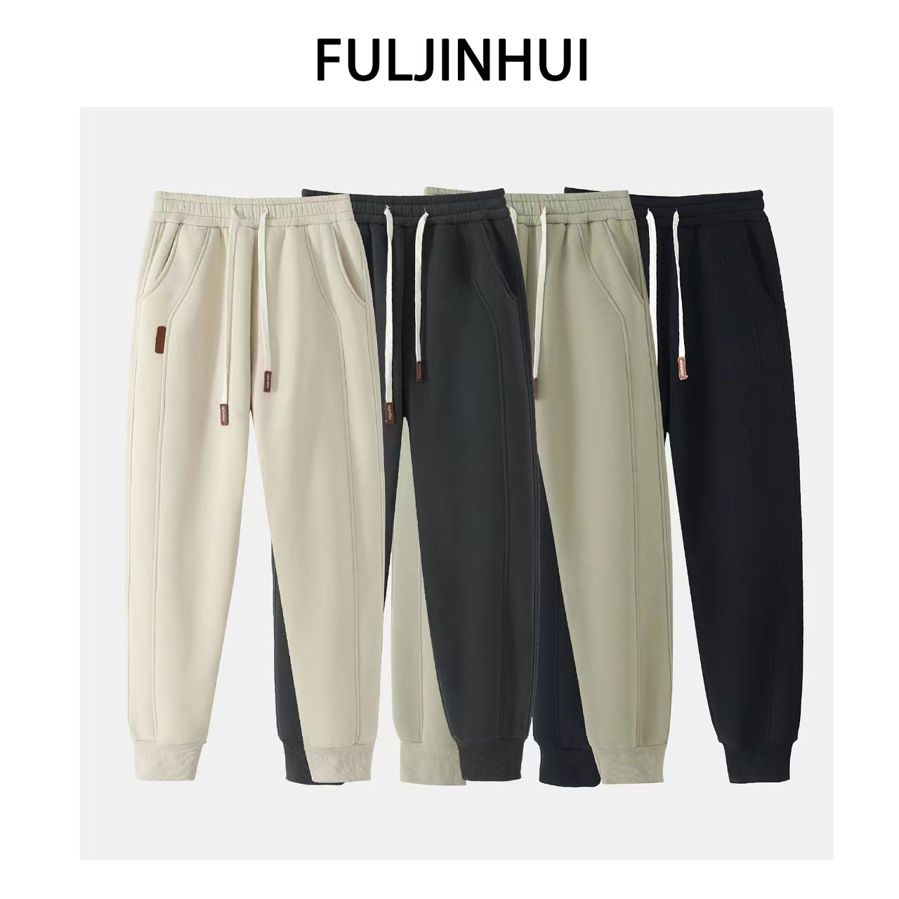 晴晴家-「比棉裤保暖还得劲」左腿口袋一排字母侧边拼接卫裤745