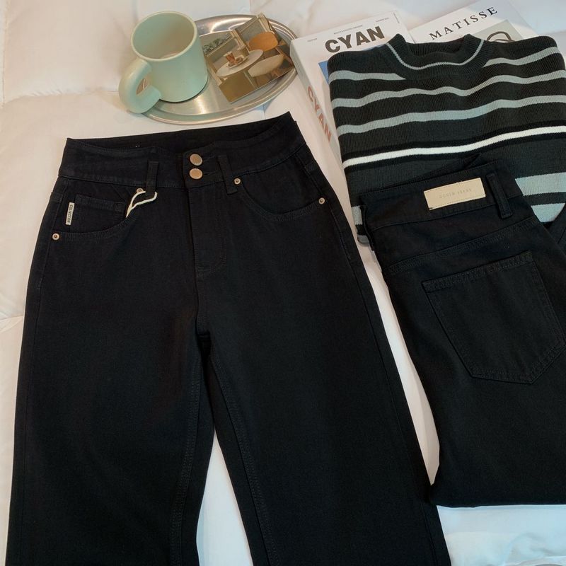 H25弹力九分牛仔裤女2024秋冬季新款气质简约休闲设计感直筒裤子