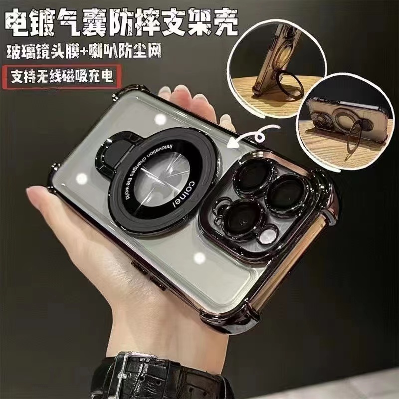 磁吸露标支架适用苹果14手机壳iphone15/13电镀pm自带镜头膜1211