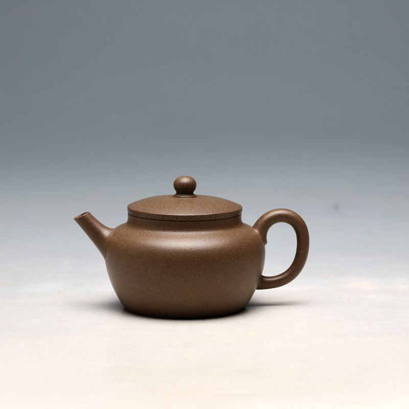 宜兴紫砂壶 高旭峰弟子丁健全手工 145CC青段泥桑扁茶壶 明理茶艺
