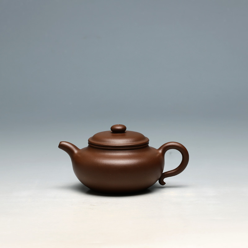 宜兴紫砂壶华健弟子周琦纯手工265CC紫泥牛盖仿古壶茶壶明理茶艺