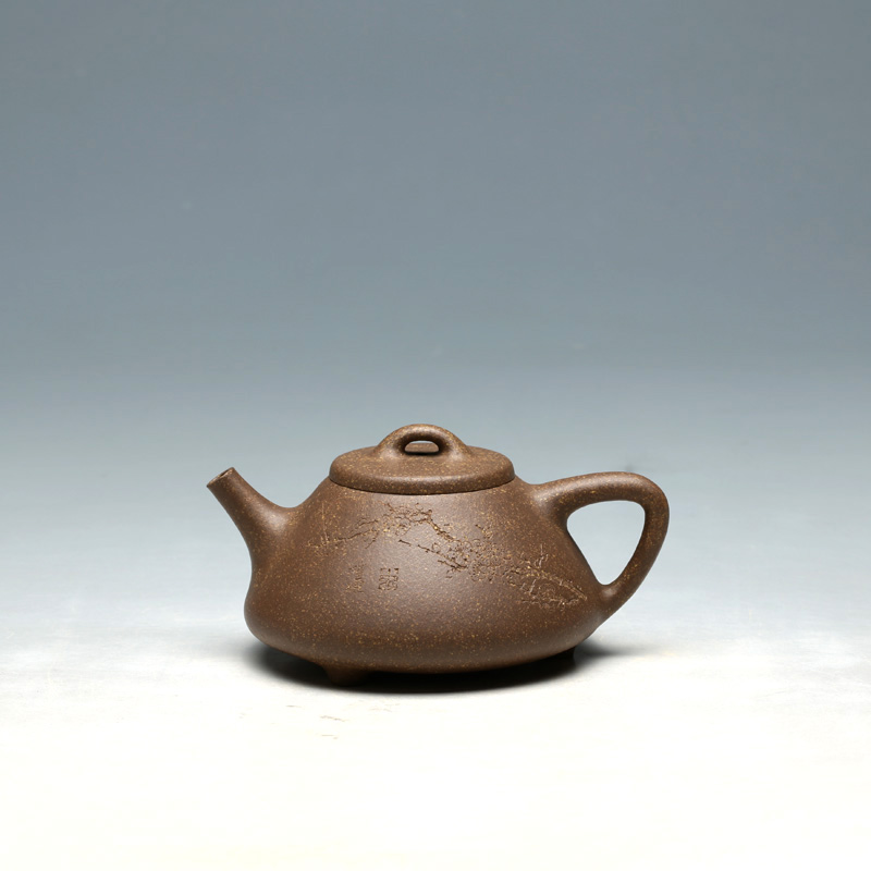 宜兴紫砂壶张寅弟子王亚军全手工180CC段泥石瓢茶壶紫砂茶壶