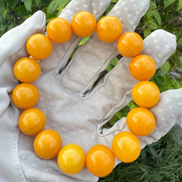 假一赔十，琥珀蜜蜡手串，圆珠手串13+，蜜蜡圆珠手串 0011