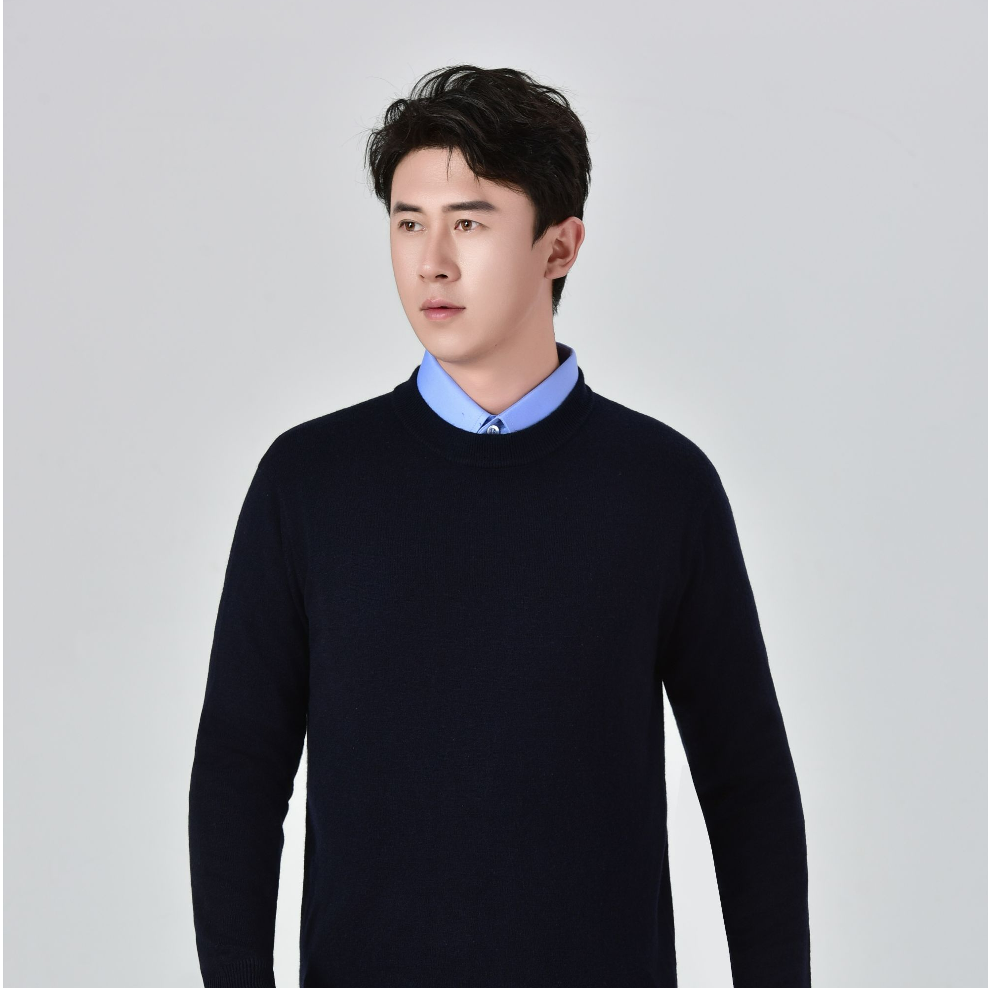 正品圆领毛衣通勤高档冬加厚圆领羊毛衫无防磨损布防寒保暖羊毛衫