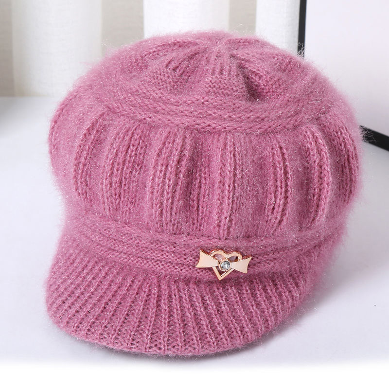 冬季新款中老年帽子女针织毛线帽女士加绒保暖护耳帽子妈妈奶奶帽