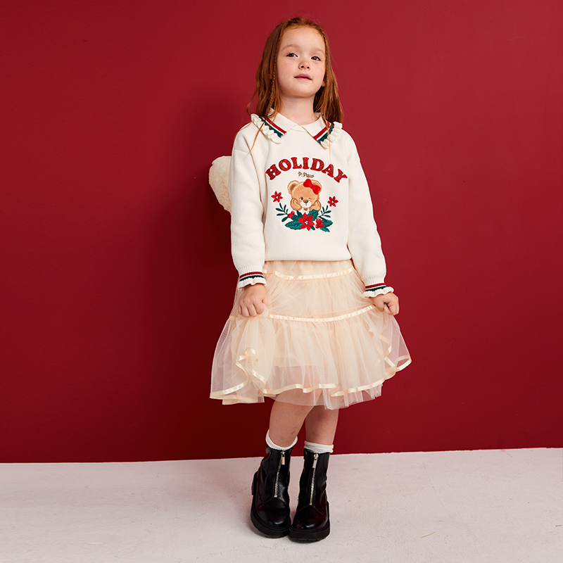 PawinPaw2024年秋冬新款女童气质网纱蛋糕蓬蓬裙PCWHE4T22M