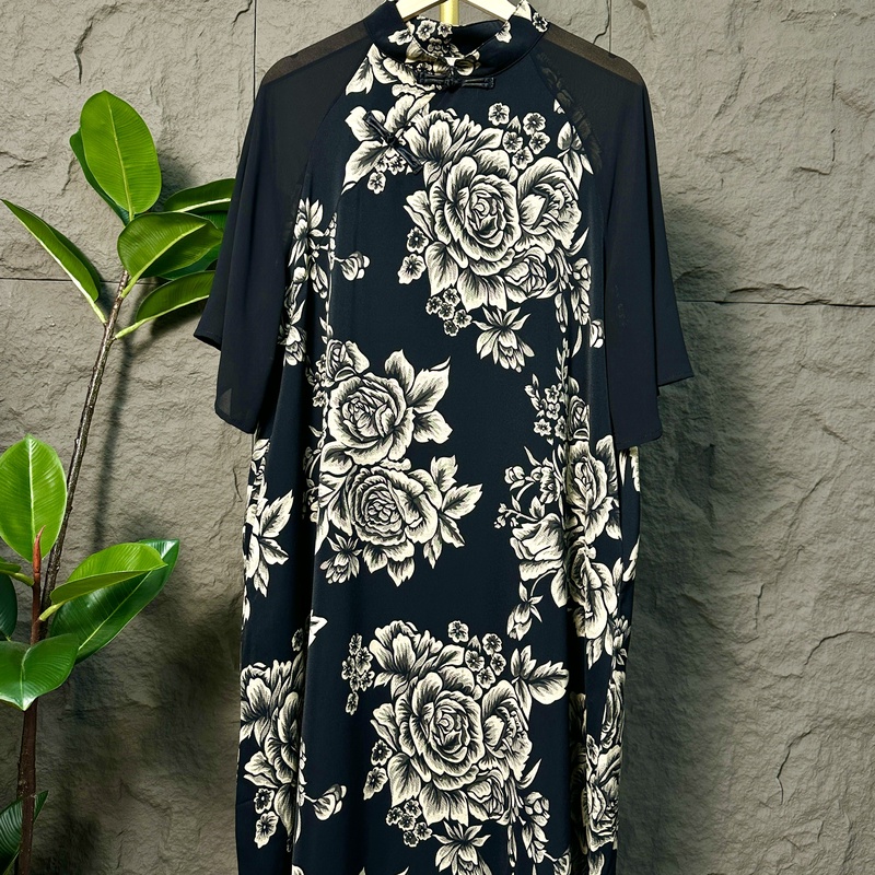 755/2024年轻奢高黑百搭旗袍连衣裙