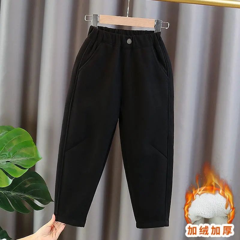 女童裤子秋冬款 大童外穿秋季儿童新款 加绒加厚裤子一体绒休闲裤