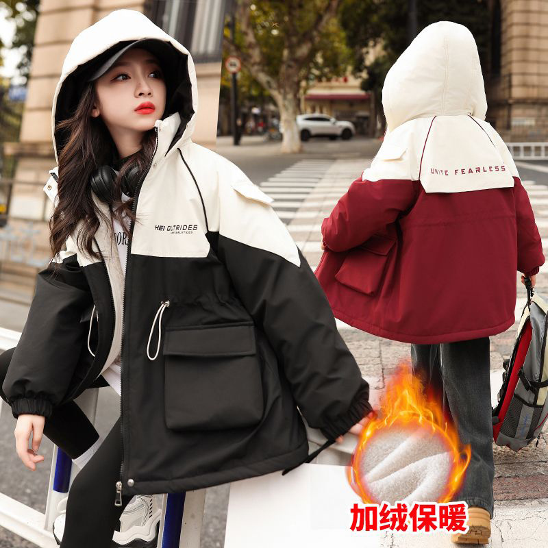 女童外套冬装时尚新款加厚大童派克服秋冬女孩棉服冲锋衣儿童棉袄