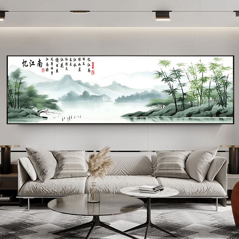 忆江南十字绣2024新款线绣客厅满绣大幅风景水墨山水画自己绣手工