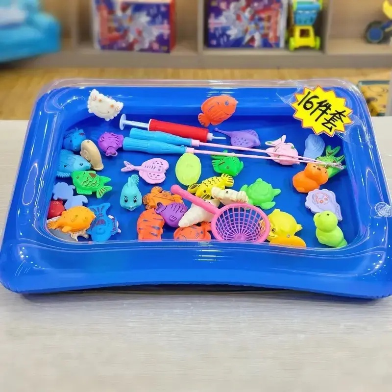 XH【16件套】1泳池+1鱼竿+1鱼网+12鱼+1打气筒【电商包装】