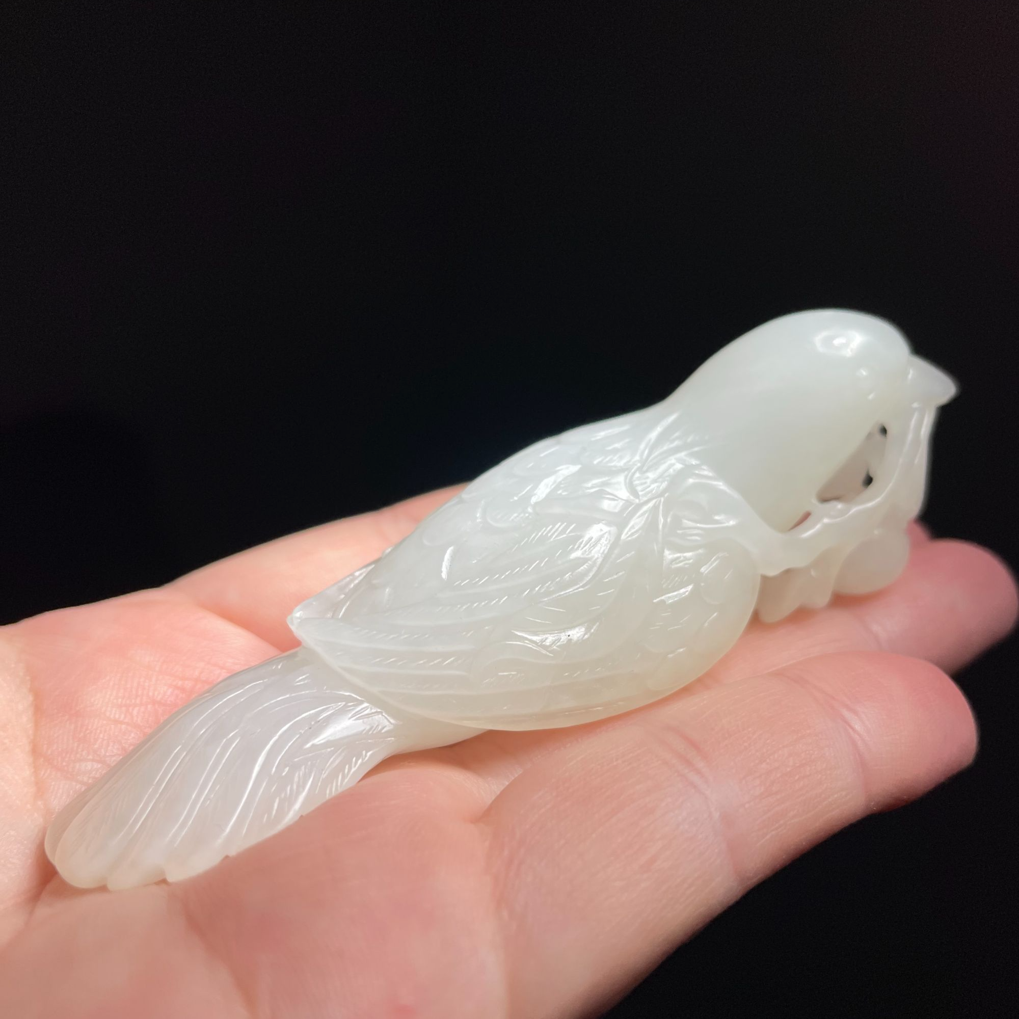 和田玉白玉喜鹊手把件