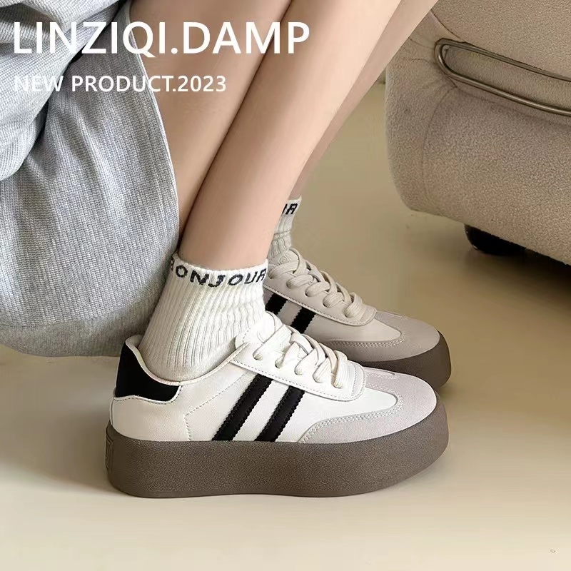 回力瑞厚底加绒小白鞋女2023秋冬新款阿甘德训鞋百搭休闲学生板鞋