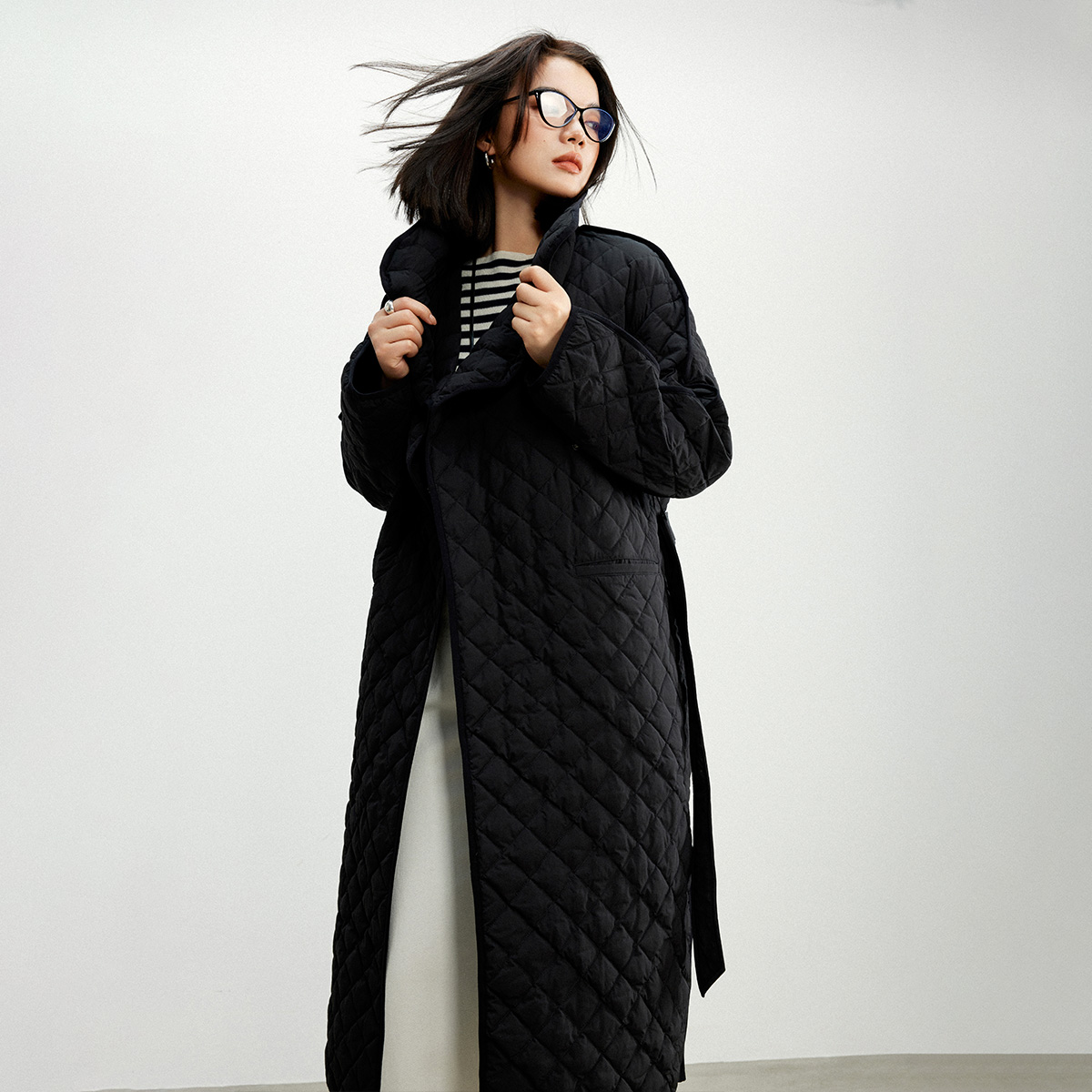 【折扣款】PLUSMALL Waem小被子 白鸭绒大翻领落肩轻薄保暖羽绒服