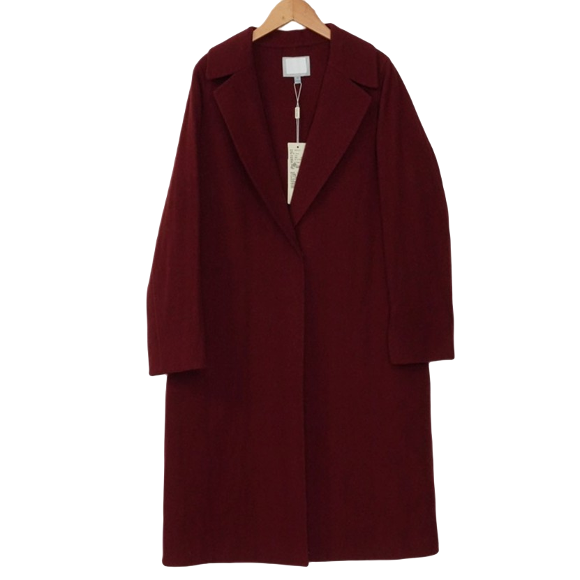 丽某莫精选女装新款洋气通勤气质百搭款深红大衣-0510