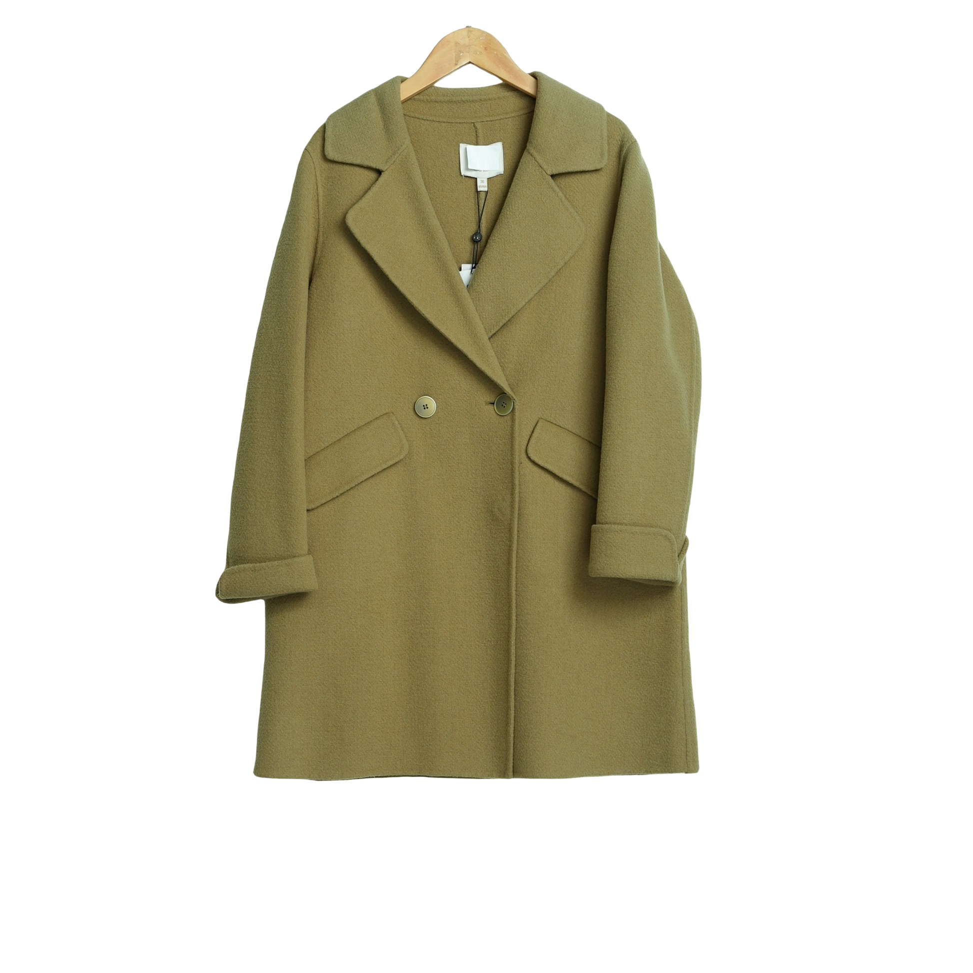 华人某杰精选女装新款洋气百搭气质中黄色大衣-2000