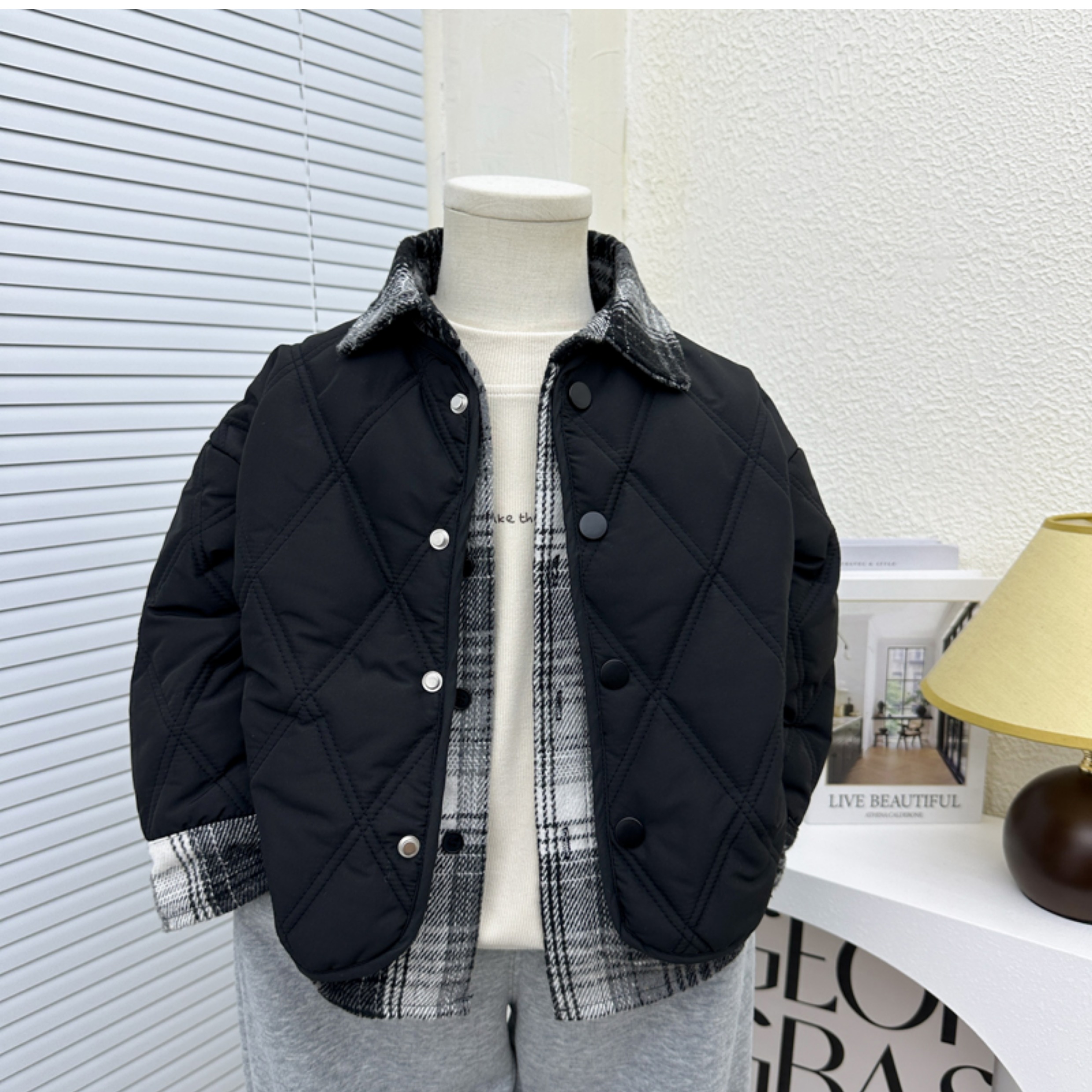 男童秋冬夹棉外套2024新款中小童洋气假两件棉衣男孩休闲帅气开衫