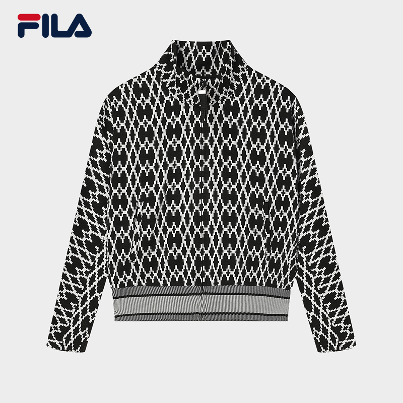 Fila/斐乐【绵羊毛】春季新款立领上衣时尚百搭满印外套F11W344505