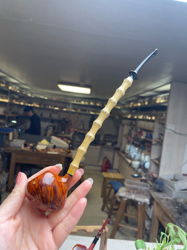 石楠木手工烟斗——加长竹节橡果
