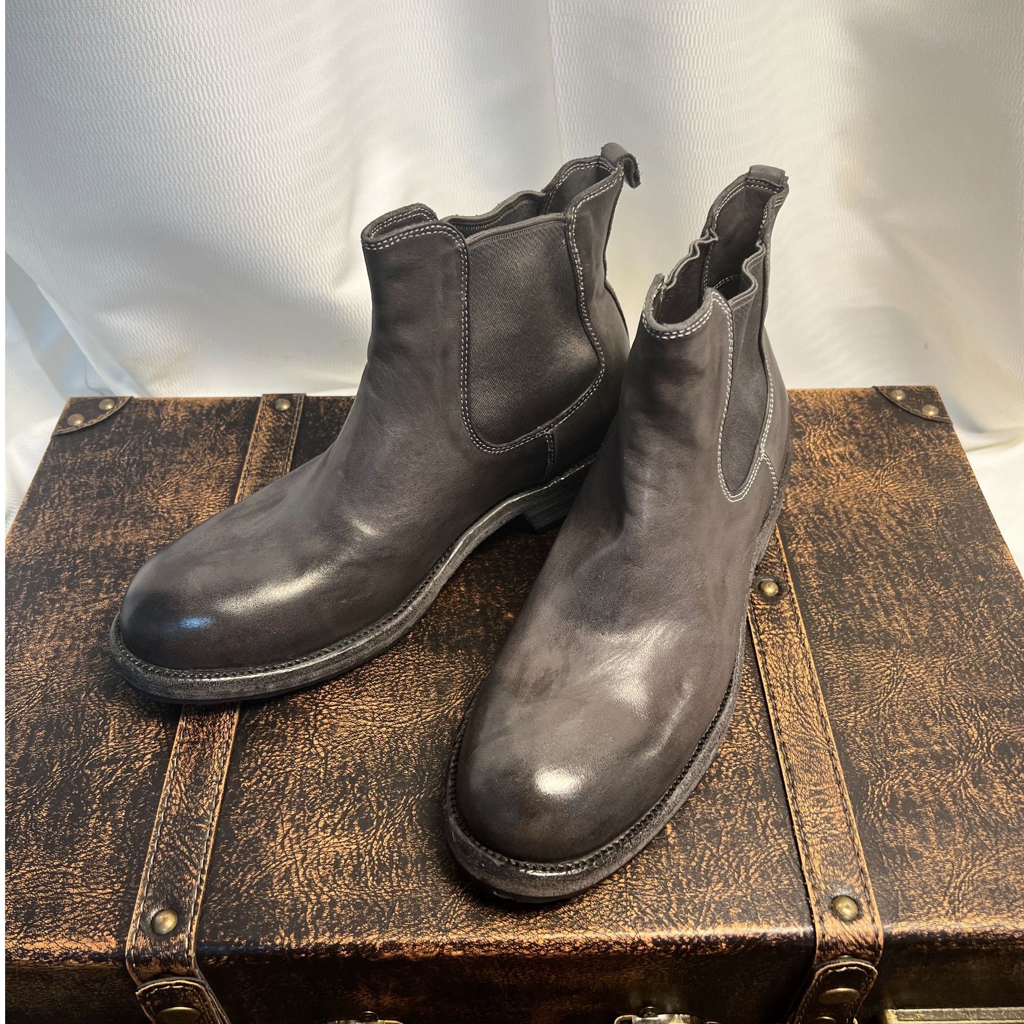 8158冬秋四季新款水洗做旧复古百搭马皮经典切尔西靴时尚休闲真皮